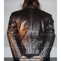 Ghost Rider Eva Mendes  Roxanne Simpson Leather Jackets Brown Coat